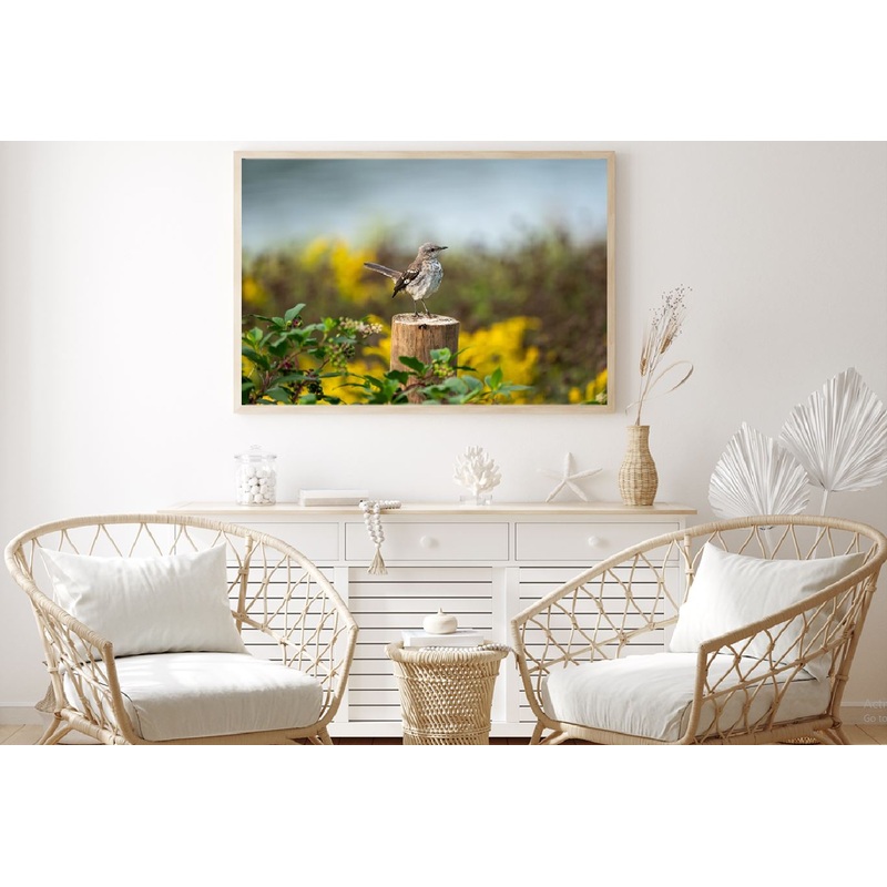 Sparrow Bird on Tree Log View Photograph Home Decor Premium Quality Poster Print Choose Your Sizes