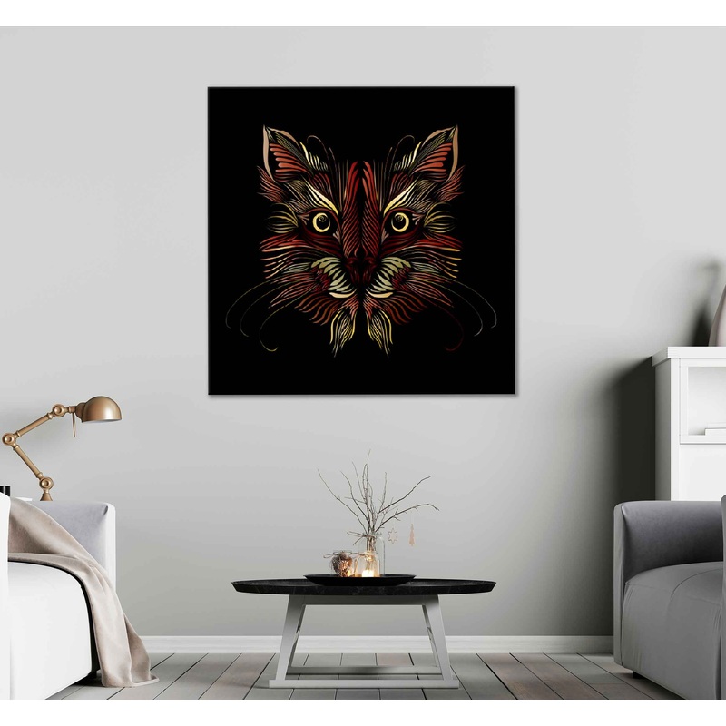 Square Canvas Abstract Muzzle Cat Vector Design High Quality Print 100% Australian Made