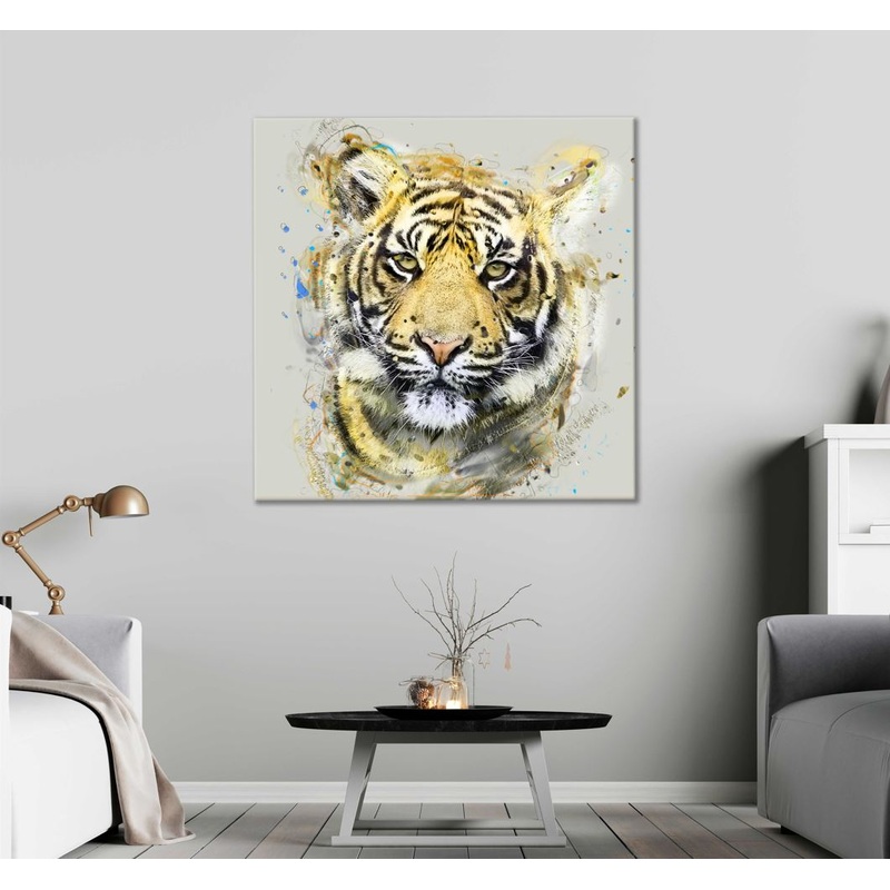 Square Canvas Tiger Portrait Digital Art High Quality Print 100% Australian Made