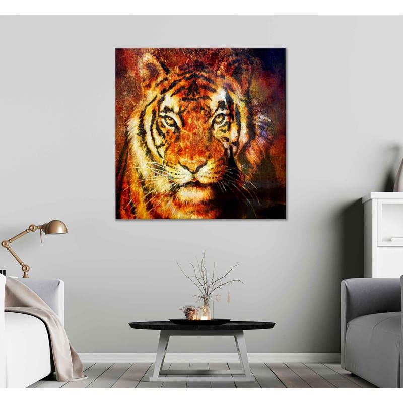 Square Canvas Tiger Portrait Oil Painting High Quality Print 100% Australian Made