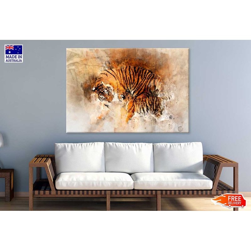 Tiger & Cub Watercolor Painting Print 100% Australian Made