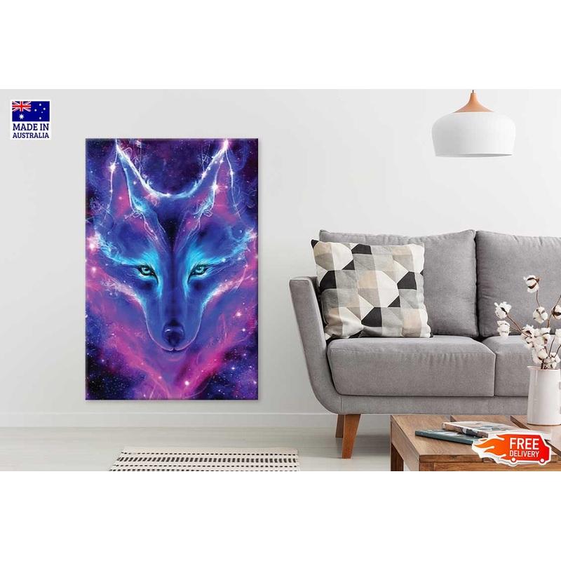 Wild Wolf Neon Background Digital Art Print 100% Australian Made