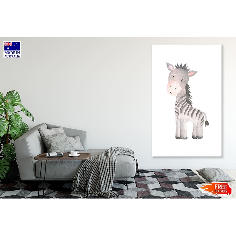 Zebra Watercolor Painting Nursery & Kids Print 100% Australian Made