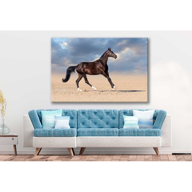 Bella Home Horse Running With Cloud Sky Print Canvas Ready to hang