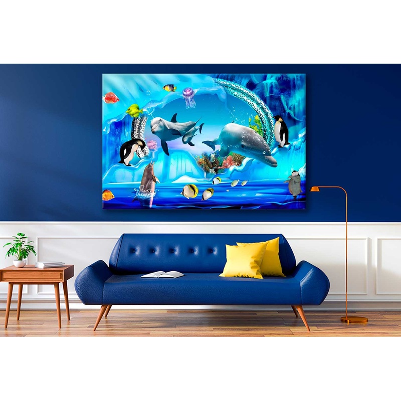 Bella Home Underwater Sea Creatures Fish 3D Print Canvas Ready to hang
