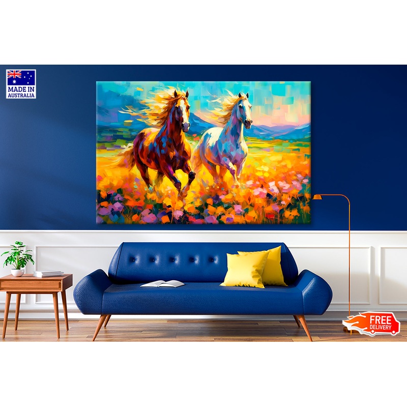 A Pair Of Horses In Love Oil Painting Wall Art Limited Edition High Quality Print