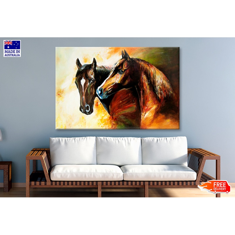 A Pair Of Horses Oil Painting Wall Art Limited Edition High Quality Print
