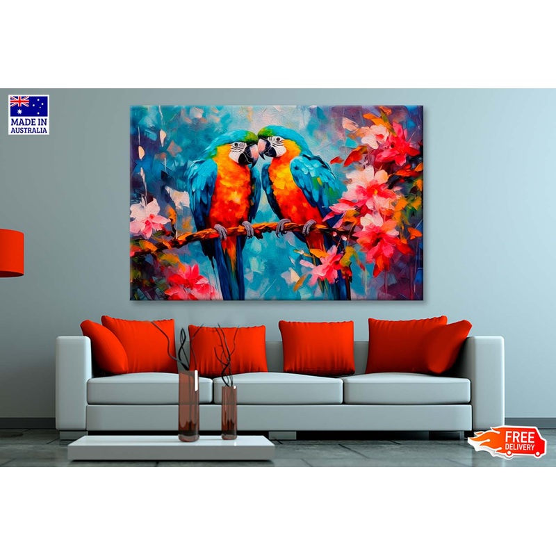 Abstract Colorful Macaw On Branch Wall Art Limited Edition High Quality Print