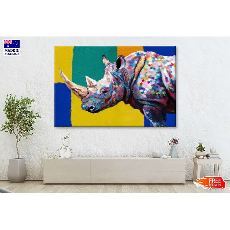 Abstract Rhinoceros on Colorful Background Wall Art Limited Edition High Quality Print