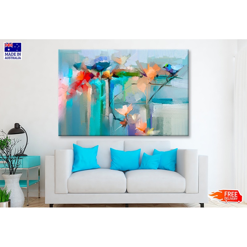 Bird & Spring Flower Oil Painting Wall Art Limited Edition High Quality Print
