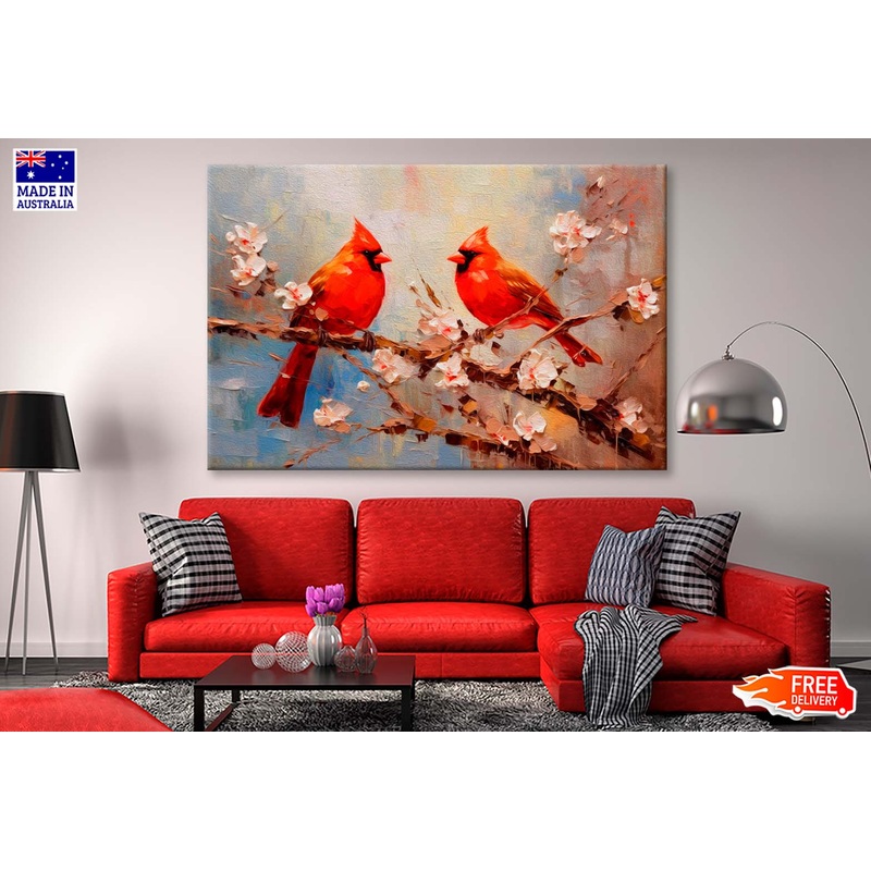 Birds On Blossom Tree Oil Painting Wall Art Limited Edition High Quality Print