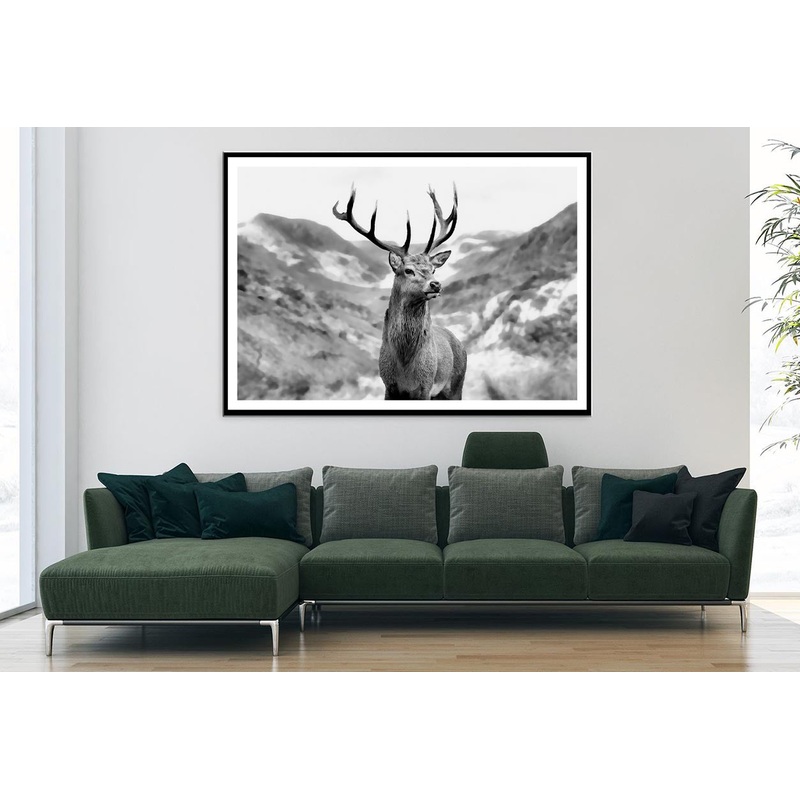 Black & white Deer Decor Premium Quality Poster Print Choose Your Sizes