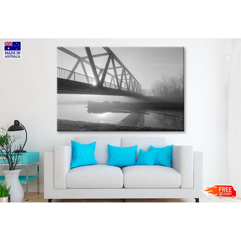 Bridge Over the Mittel land Canal in The Morning Fog Wall Art Decor 100% Australian Made