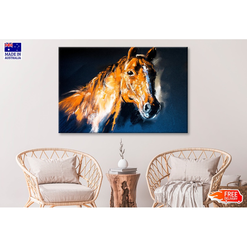 Brown Horse Face Closeup Oil Painting Wall Art Limited Edition High Quality Print
