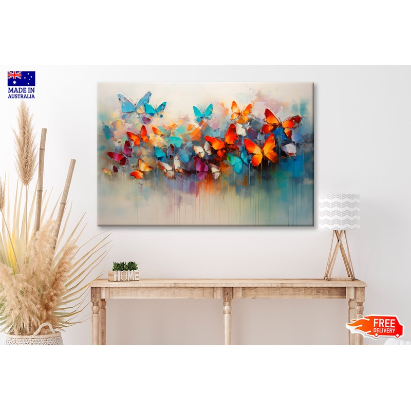 Butterflies and Abstract Oil Painting Wall Art Limited Edition High Quality Print
