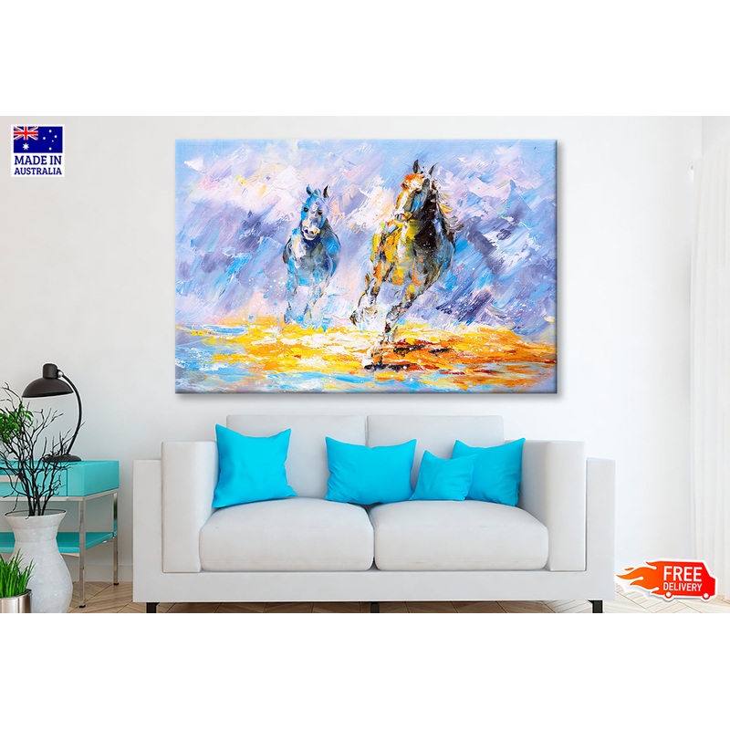 Running Horses Watercolor Painting Wall Art Limited Edition High Quality Print