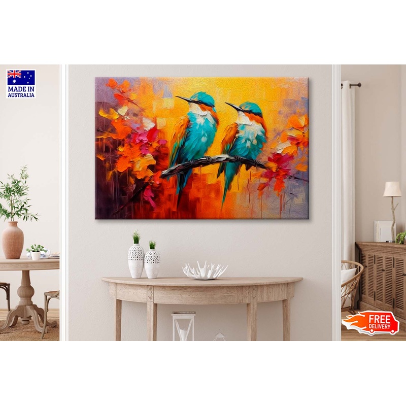 Sitting Bird On Branch Oil Painting Wall Art Limited Edition High Quality Print