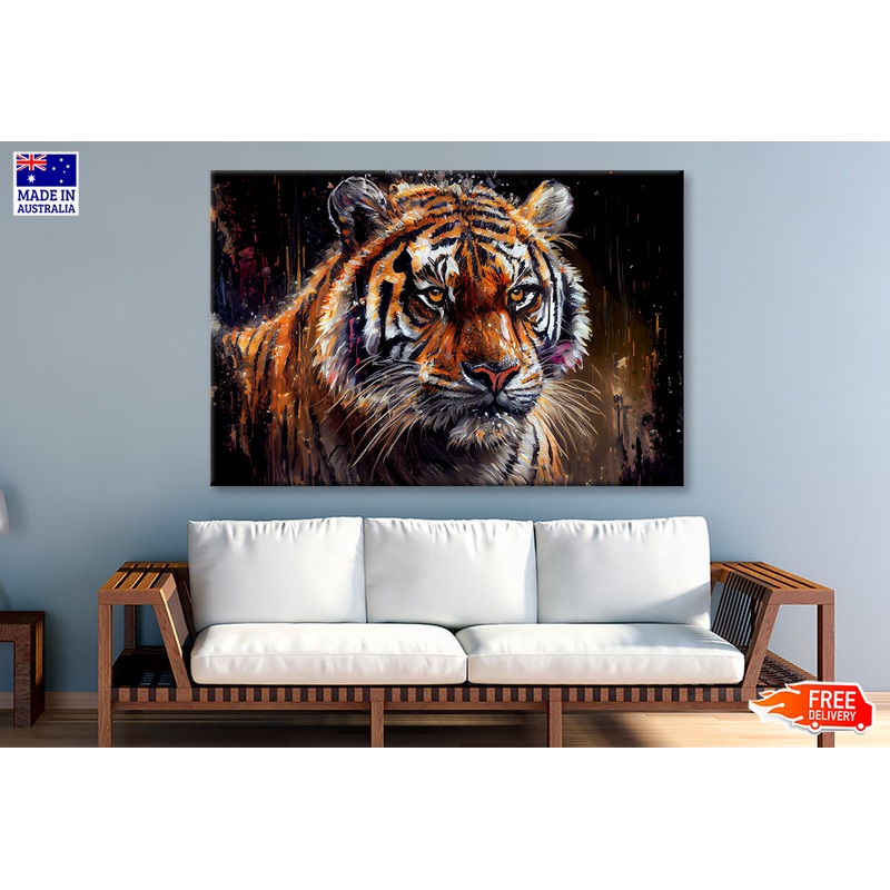Tiger Face Closeup Watercolor Painting Wall Art Limited Edition High Quality Print