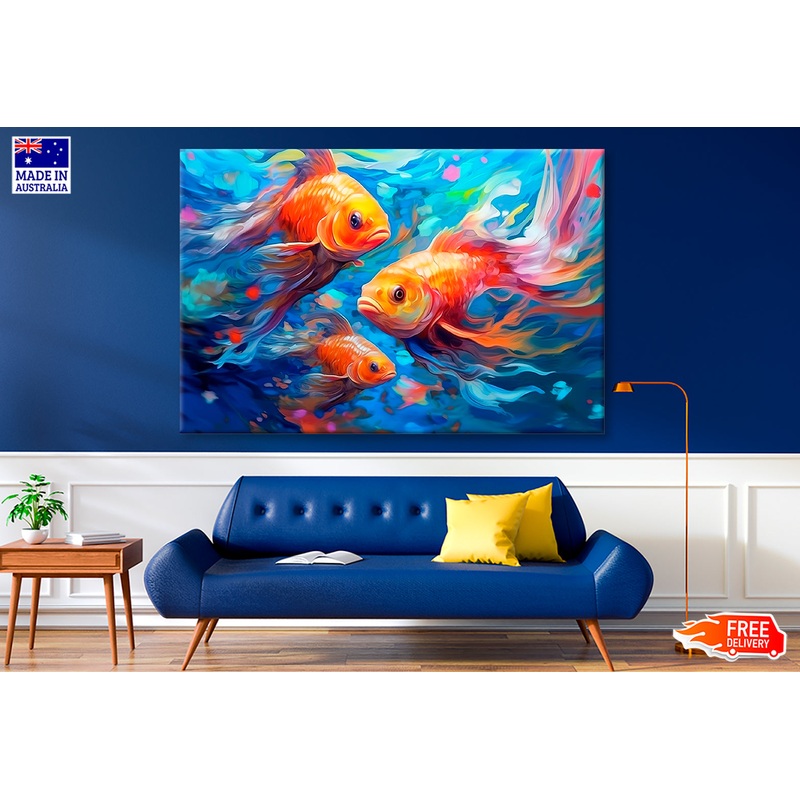 Underwater World With Beautiful Fishes Oil Painting Wall Art Limited Edition High Quality Print