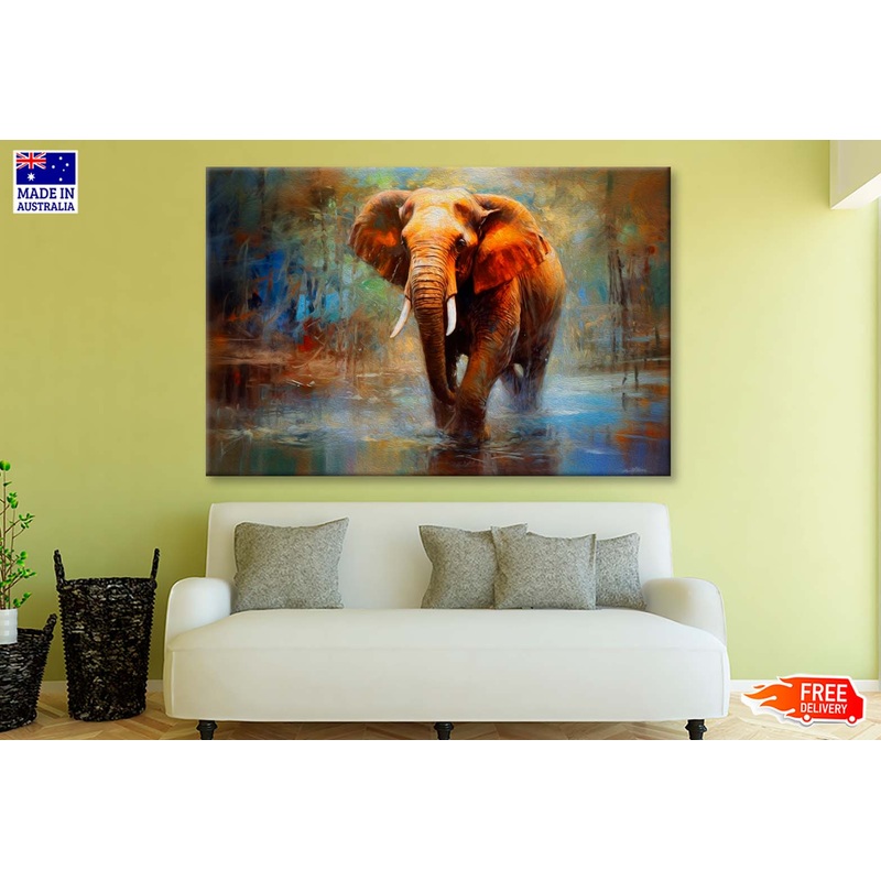 Walking Elephant Oil Painting Wall Art Limited Edition High Quality Print