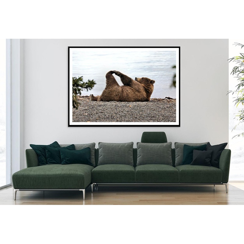 A Bear Stretches on The Beach in Katmai Home Decor Premium Quality Poster Print Choose Your Sizes