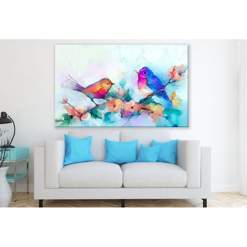 Birds & Flowers Colourful Painting Print 100% Australian Made