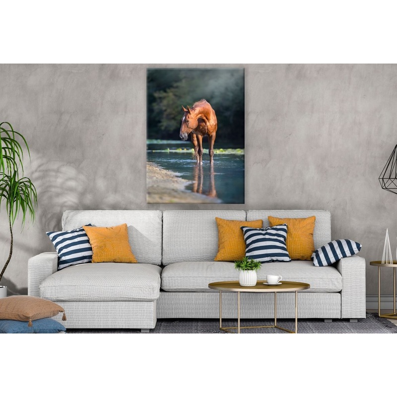 Brown Horse Standing on Water Print 100% Australian Made