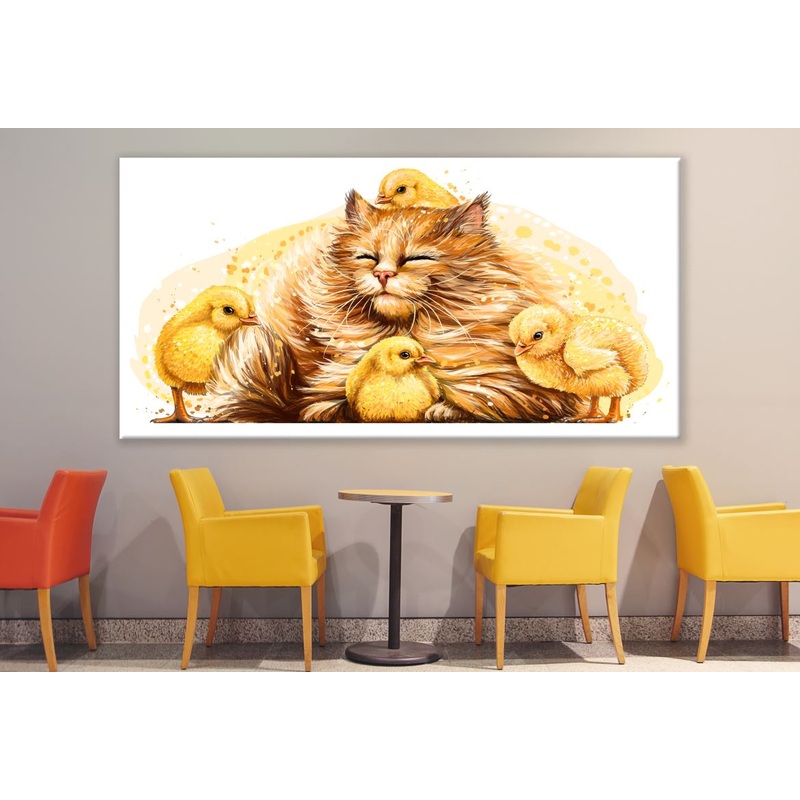 Cat & Chicks Love Painting Print 100% Australian Made