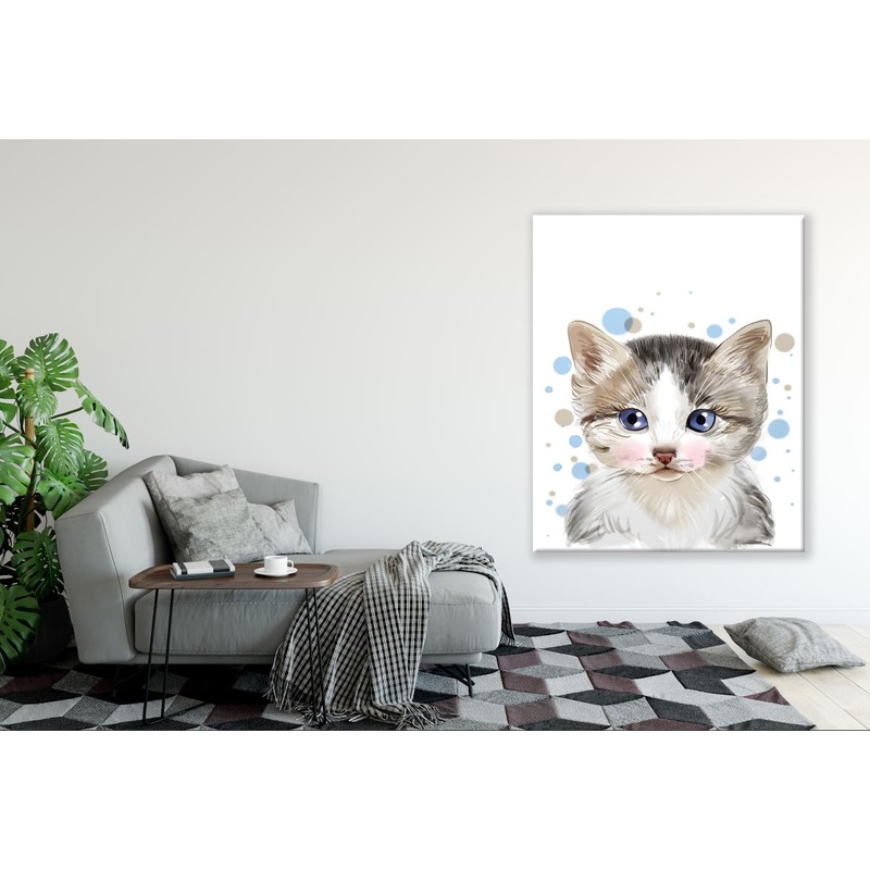 Cat with Blue Eyes Portrait Painting Print 100% Australian Made