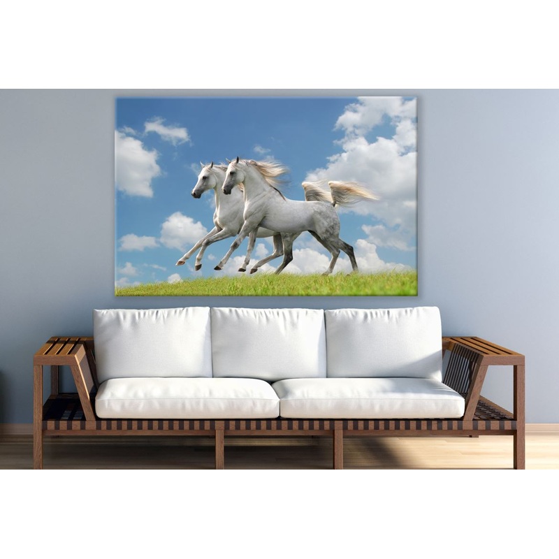 Running White Horse Couple Print 100% Australian Made
