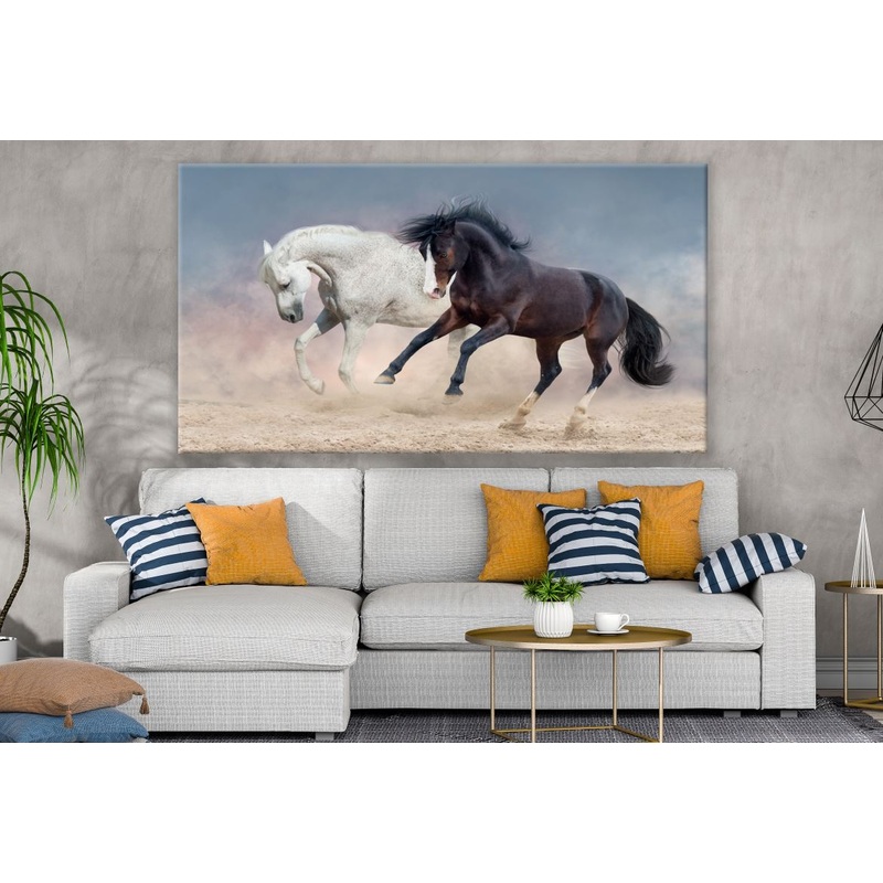 Two Horses Running in Desert Print 100% Australian Made
