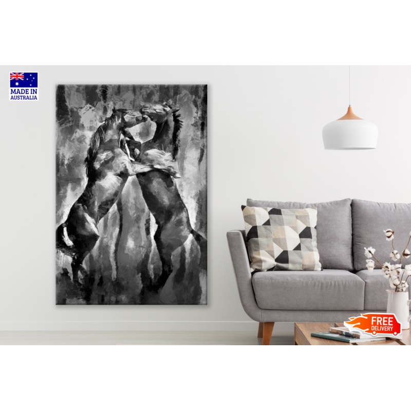 Abstract B&W Horses Painting Print 100% Australian Made