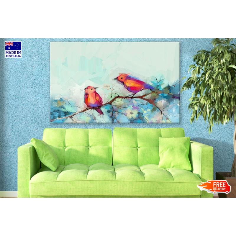 Abstract Birds on a Branch Floral Painting Print 100% Australian Made