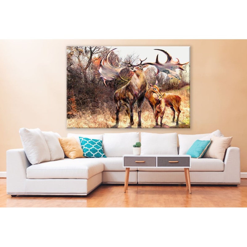 Abstract Deer Family Painting Print 100% Australian Made