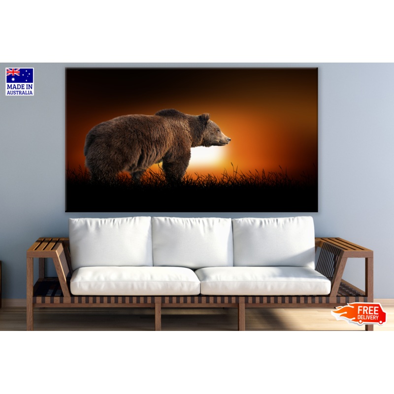Bear Sunset Background Print 100% Australian Made
