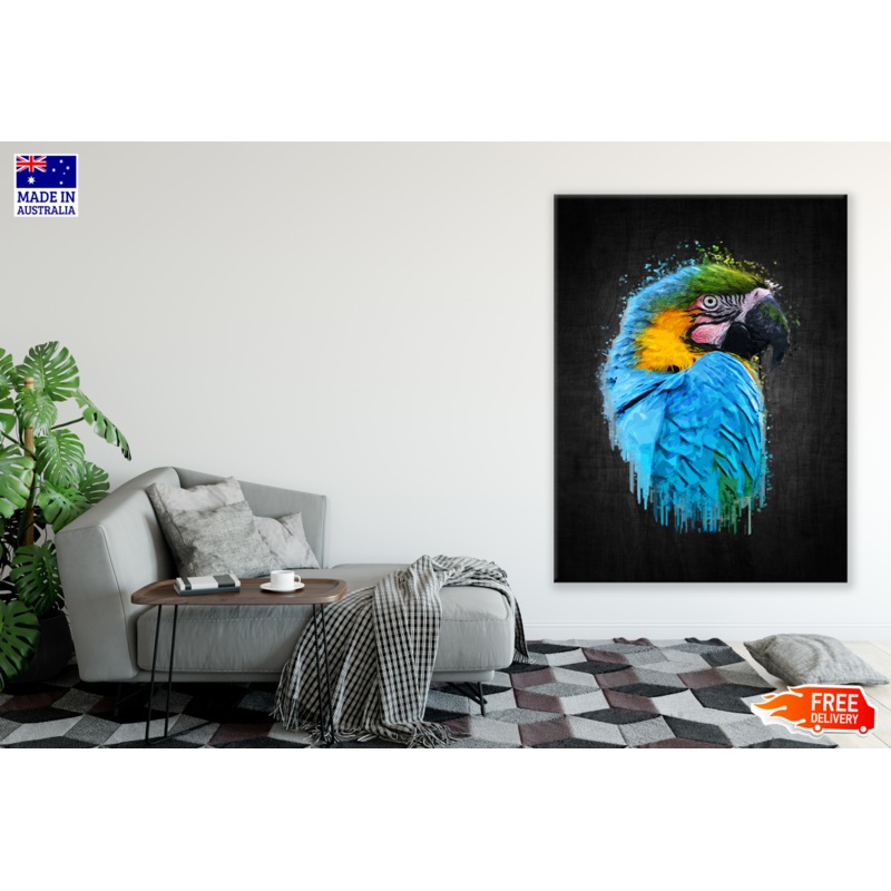 Blue Macow Bird Portrait Painting Print 100% Australian Made