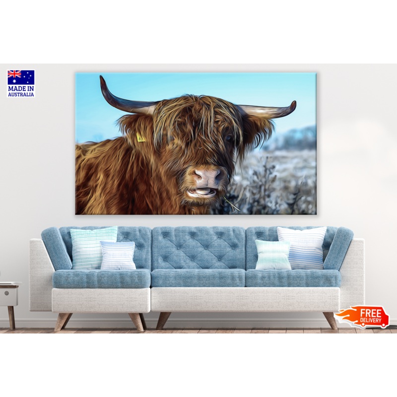 Brown Highland Cow Portrait Print 100% Australian Made