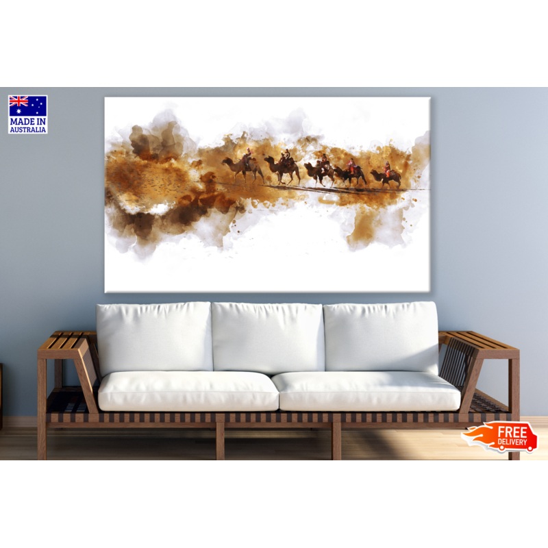 Camels & Men Walking Across the Desert Print 100% Australian Made