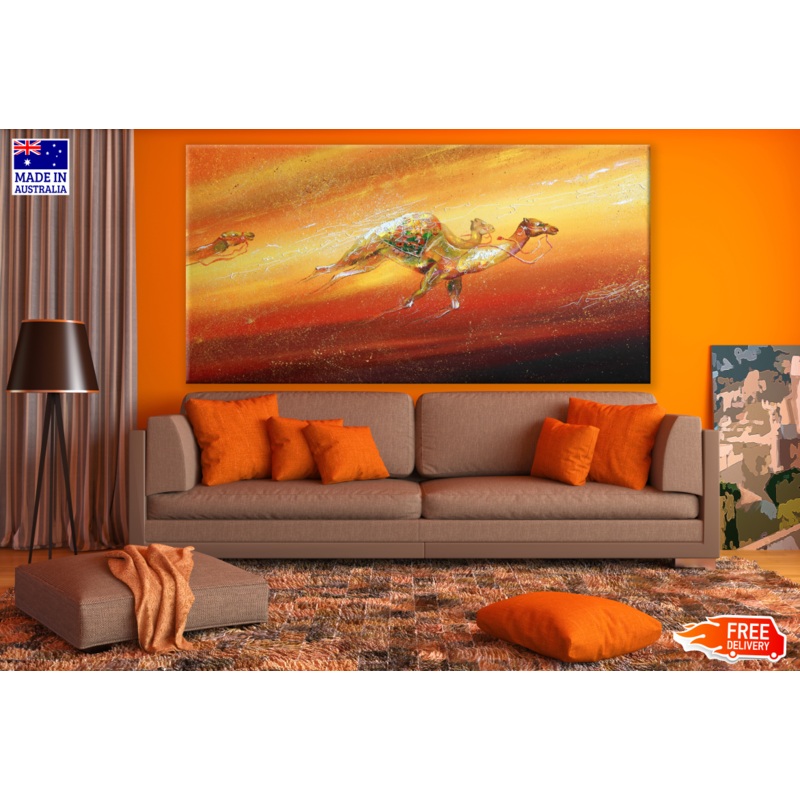 Camels On a Abstract Background Painting Print 100% Australian Made
