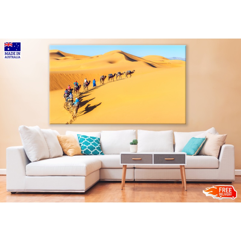 Camels & Riders Walking Across the Desert Print 100% Australian Made
