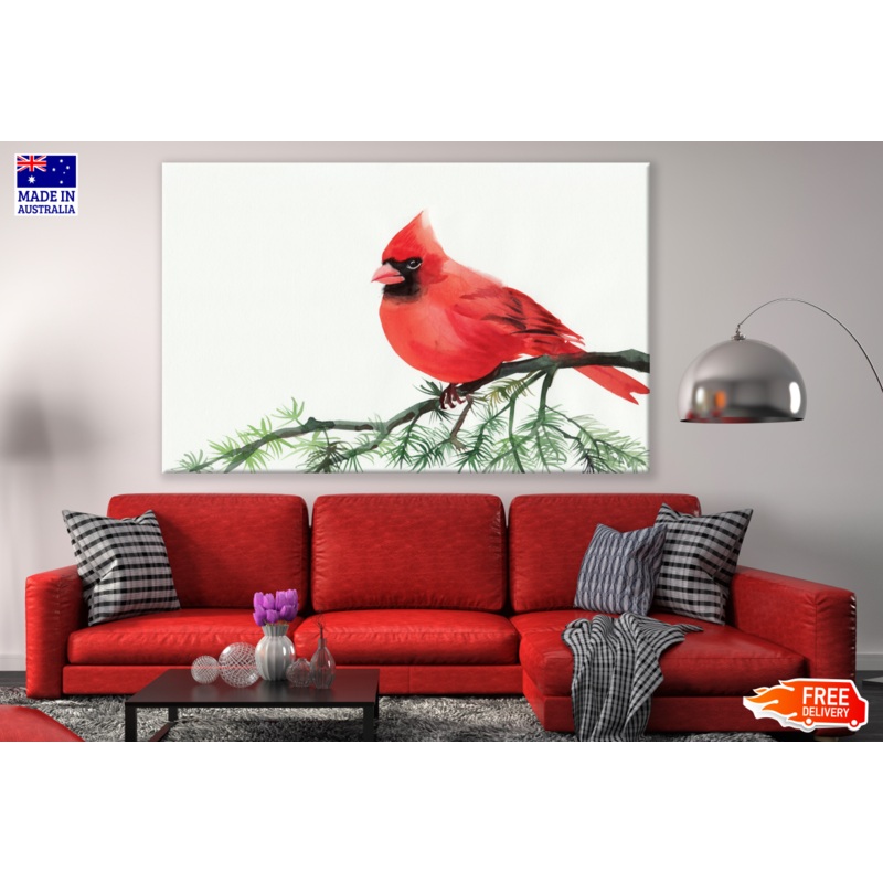 Cardinal Bird On a Branch Painting Print 100% Australian Made