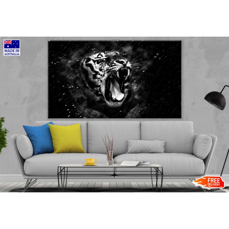 Tiger Roaring B&W Portrait Photograph Print 100% Australian Made