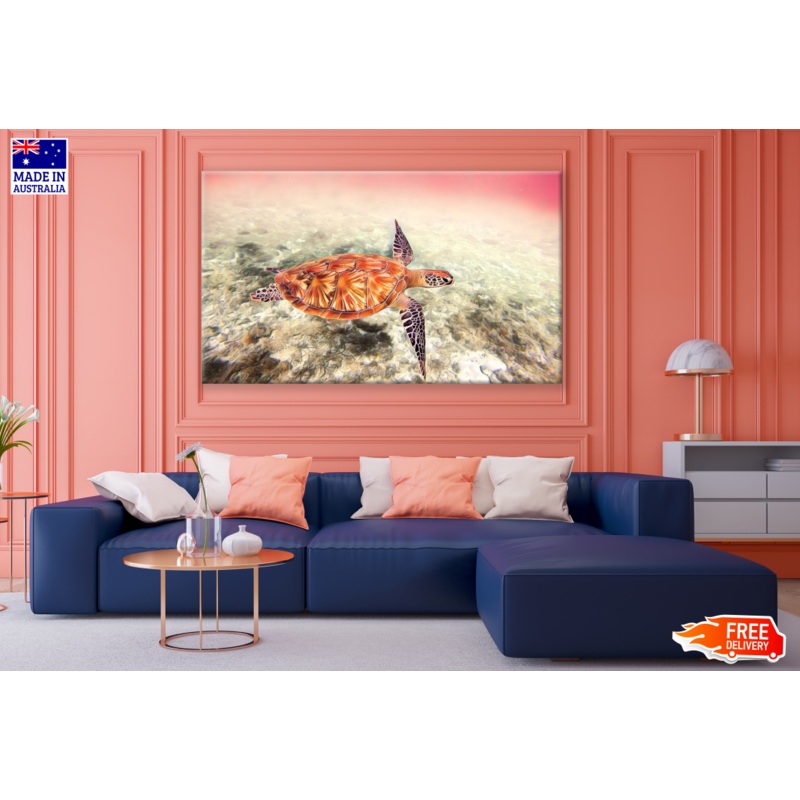 Turtle Swimmimg Painting Print 100% Australian Made
