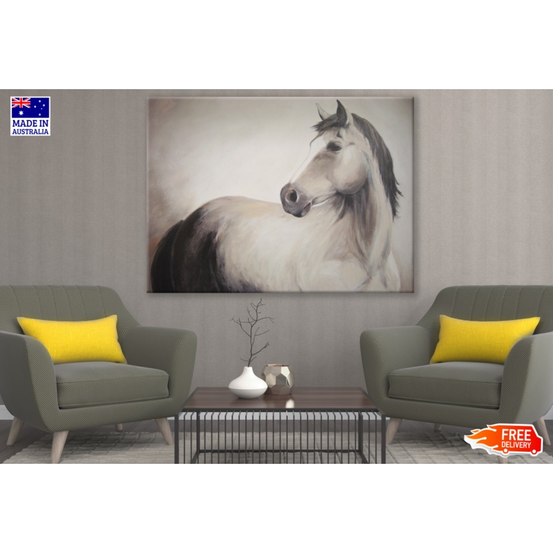 White Horse Portrait Painting Print 100% Australian Made