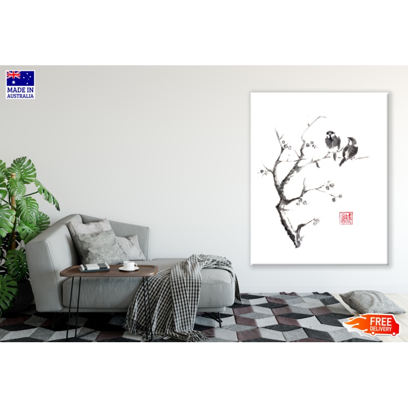Birds on Branch Watercolour Painting Print 100% Australian Made