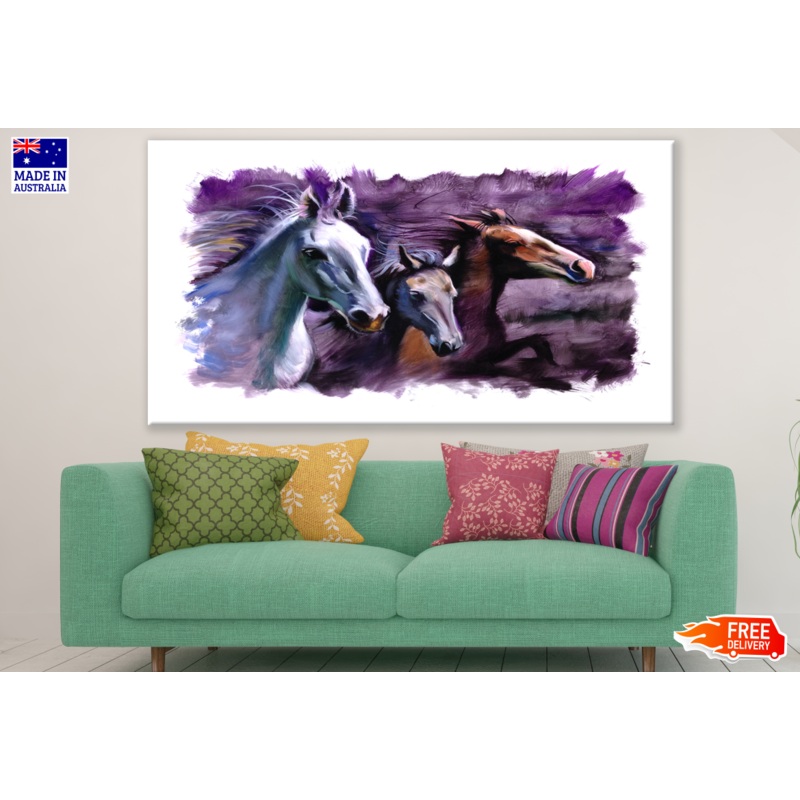 Running Horses Portrait Painting Print 100% Australian Made