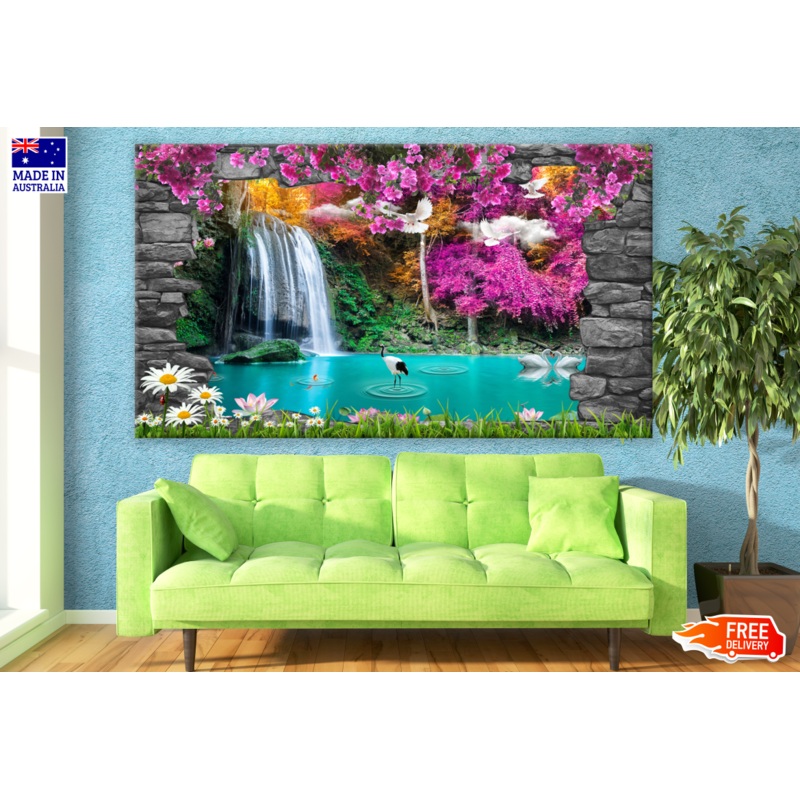 Waterfall Swans & Birds Photograph Print 100% Australian Made