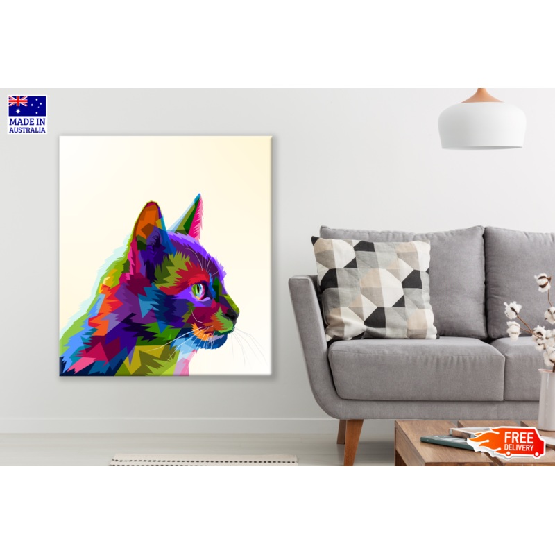 Abstract Colourful Cat Painting Print 100% Australian Made