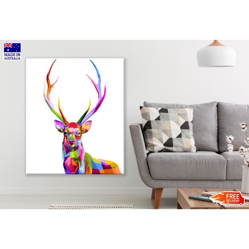 Abstract Colourful Deer Painting Print 100% Australian Made