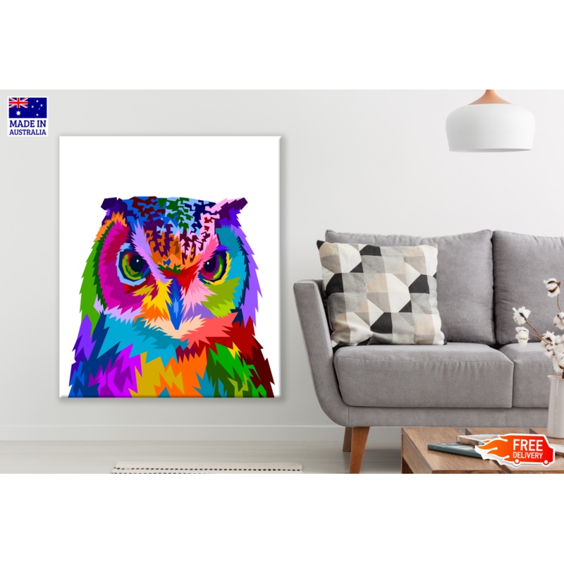 Abstract Colourful Owl Painting Print 100% Australian Made